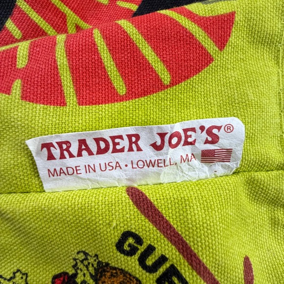 Trader Joes Pickle In A Jar Reusable Canvas Tote Bag Green Handles Made in USA - Picture 2 of 10